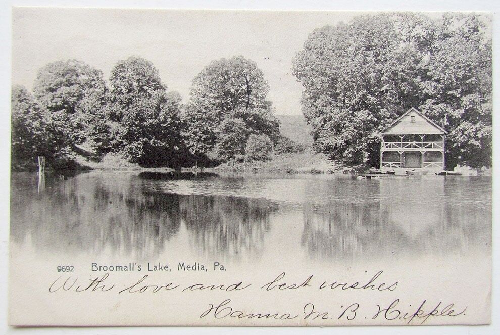 1906 VINTAGE POSTCARD BROOMALL'S LAKE MEDIA PA