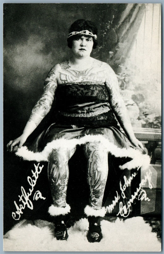 TATOO GIRL 1983 VINTAGE REPRODUCTION POSTCARD
