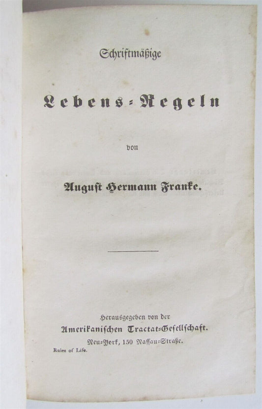 19th century RULES of LIFE ANTIQUE AMERICANA NEW YORK in GERMAN LANGUAGE