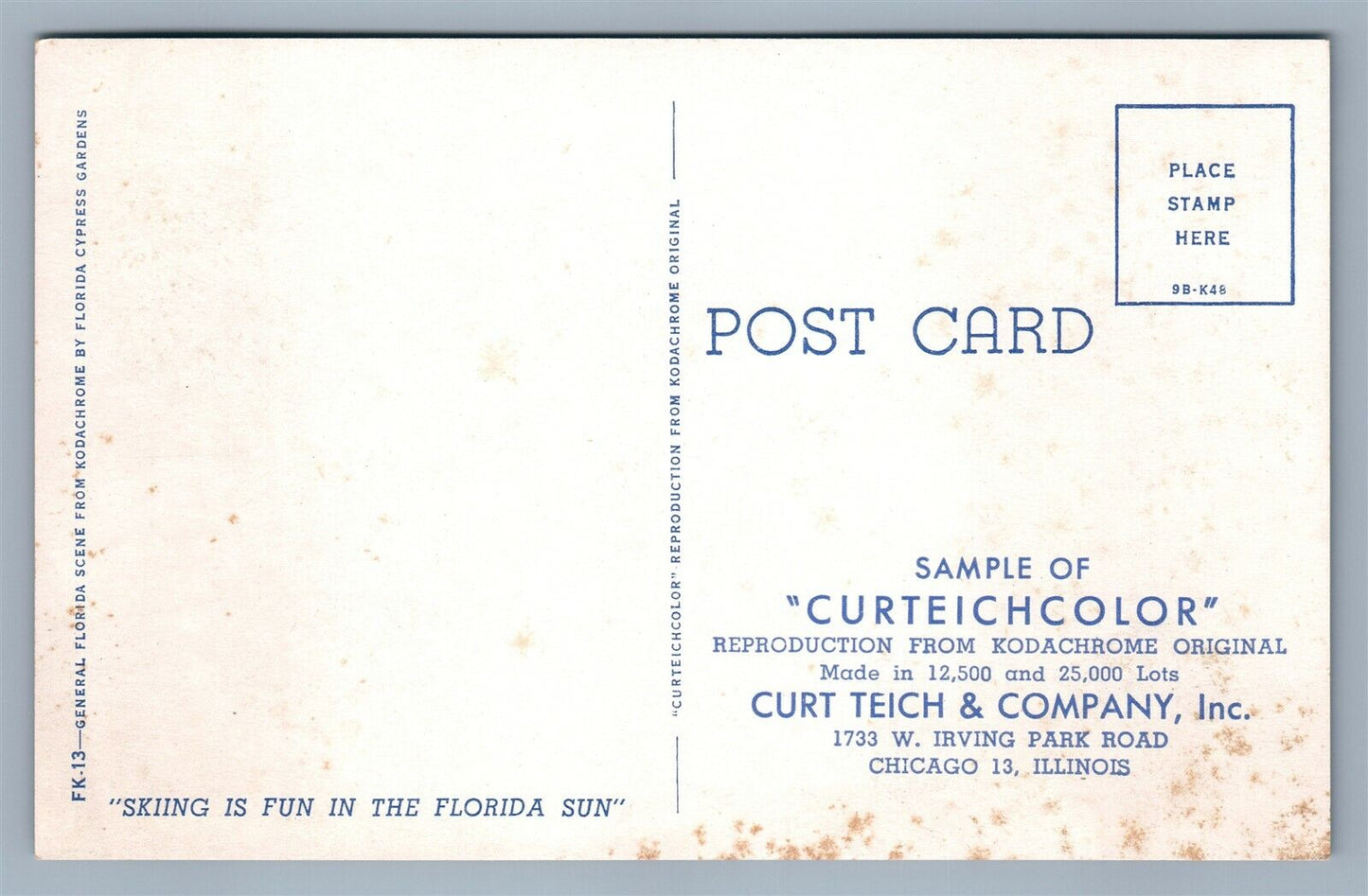 POST CARD PUBLISHER CURT TEICH & CO. ADVERTISING VINTAGE POSTCARD CHICAGO IL