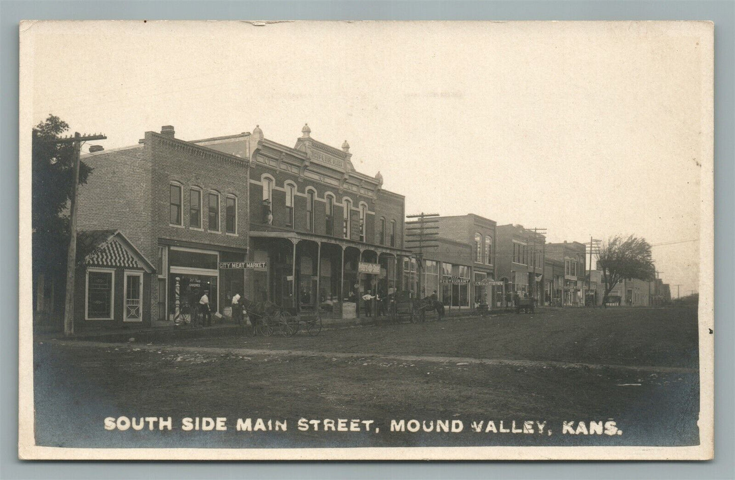 MOUND VALLEY KS MAIN STREET ANTIQUE REAL PHOTO POSTCARD RPPC