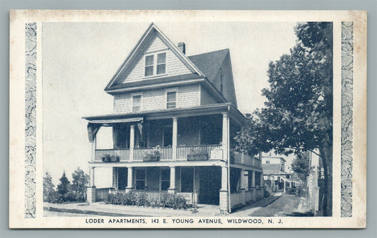 WILDWOOD NJ LODER APARTMENTS E. YOUNG AVE. ANTIQUE POSTCARD