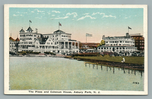 ASBURY PARK NJ PLAZA & COLEMAN HOUSE ANTIQUE POSTCARD