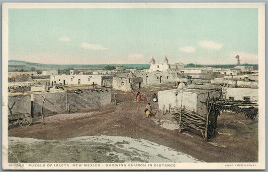 PUEBLO OF ISLETA NM AMERICAN INDIAN VILLAGE ANTIQUE POSTCARD