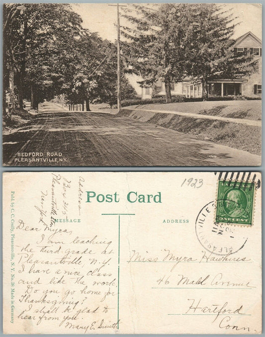 PLEASANTVILLE N.Y. BEDFORD ROAD ANTIQUE POSTCARD