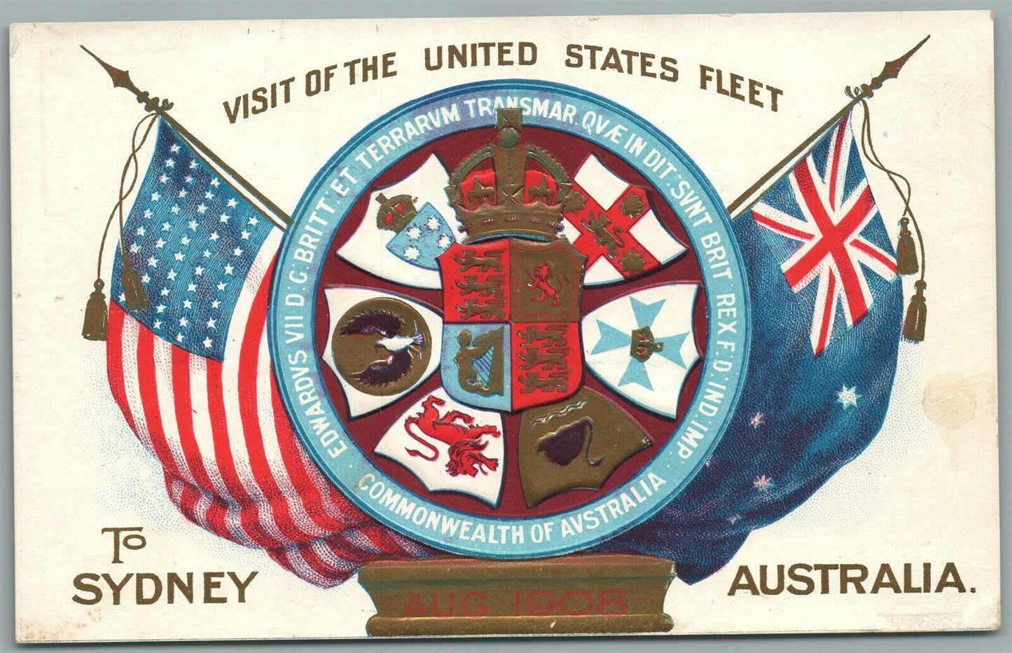 UNITED STATES FLEET VISIT TO SYDNEY AUSTRALIA ANTIQUE POSTCARD