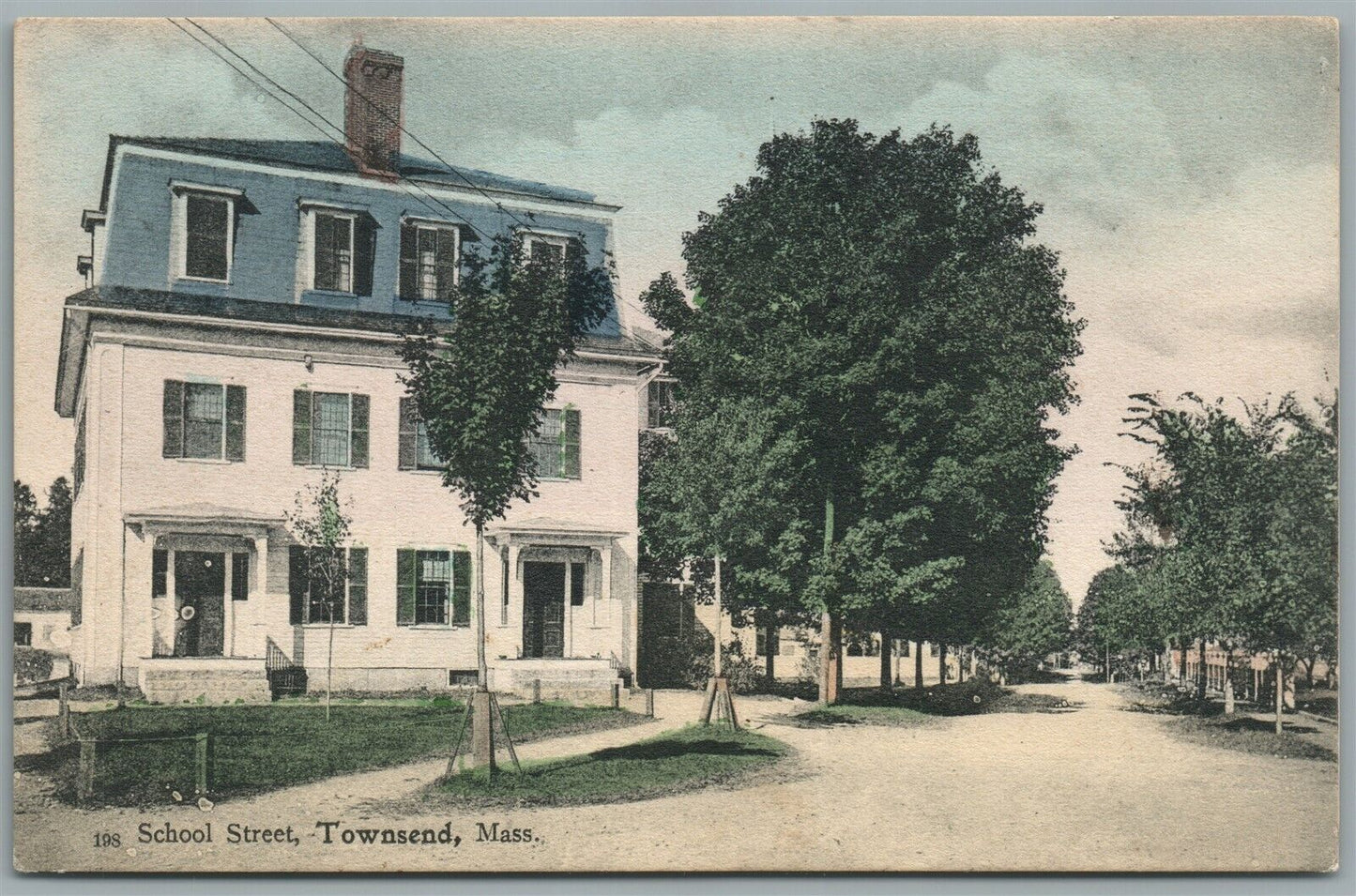TOWNSEND MA SCHOOL STREET ANTIQUE POSTCARD