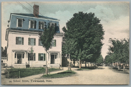 TOWNSEND MA SCHOOL STREET ANTIQUE POSTCARD