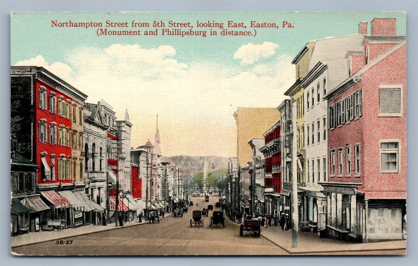 EASTON PA NORTHAMPTON STREET from 5th STREET ANTIQUE POSTCARD