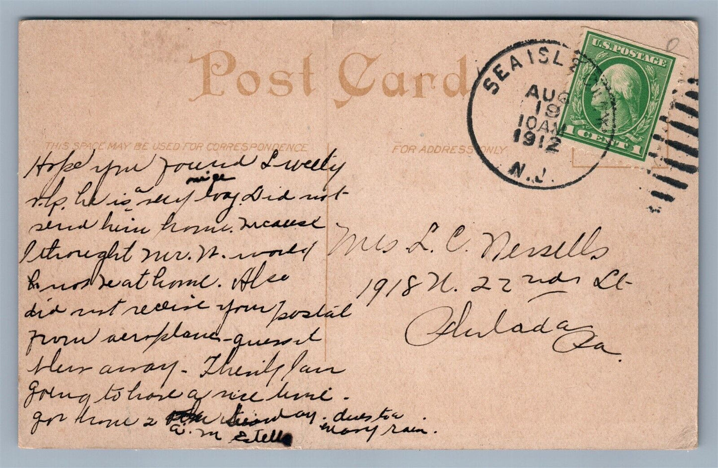 SEA ISLE CITY NJ CRONECKER'S HOTEL BELLEVUE & NEW CAFE ANTIQUE POSTCARD