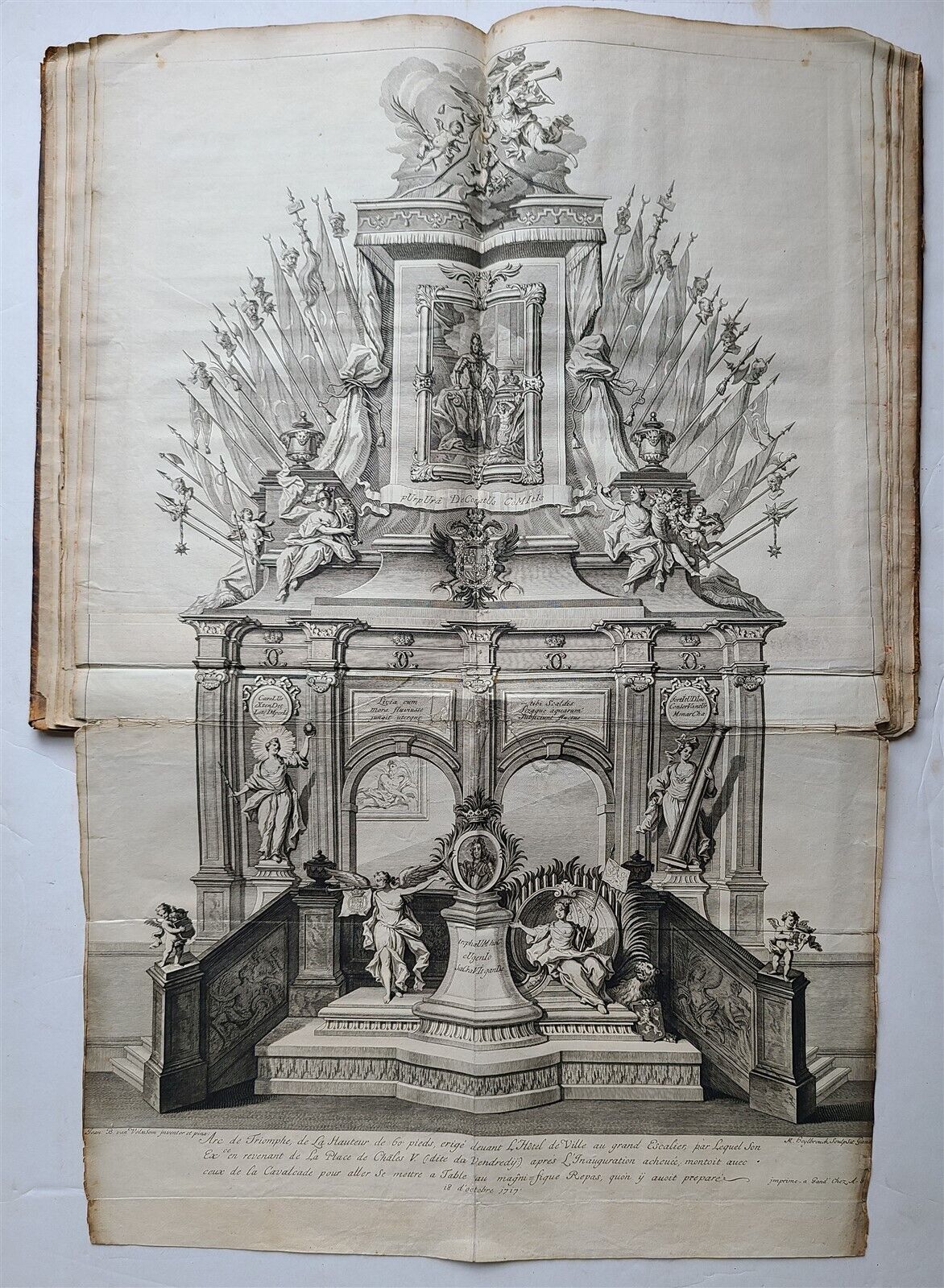 1719 CHARLES VI INAGUARATION LARGE FOLIO ILLUSTRATED w/ FOLD OUT PLATES antique