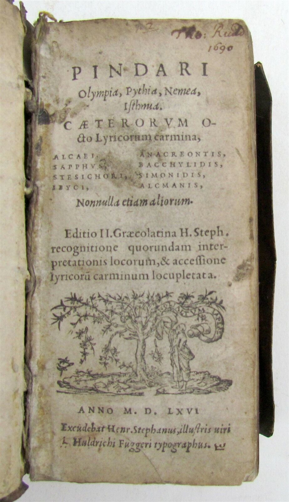 1566 PINDARI OLYMPIA vellum bound ANTIQUE Pindarus GREEK & LATIN Poetry