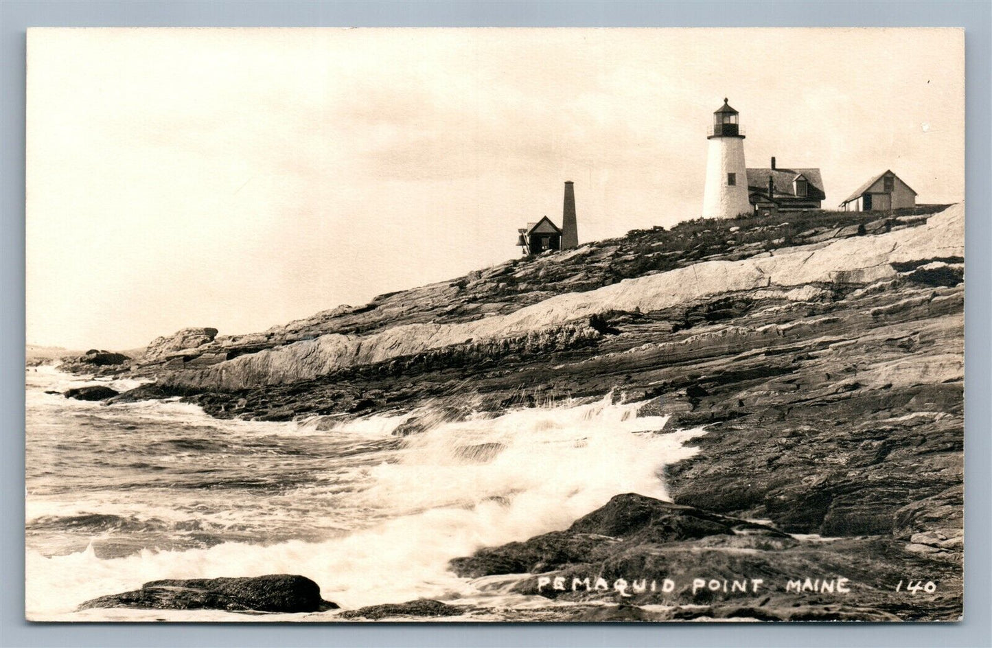 PEMAQUID POINT ME LIGHTHOUSE ANTIQUE REAL PHOTO POSTCARD RPPC # 140