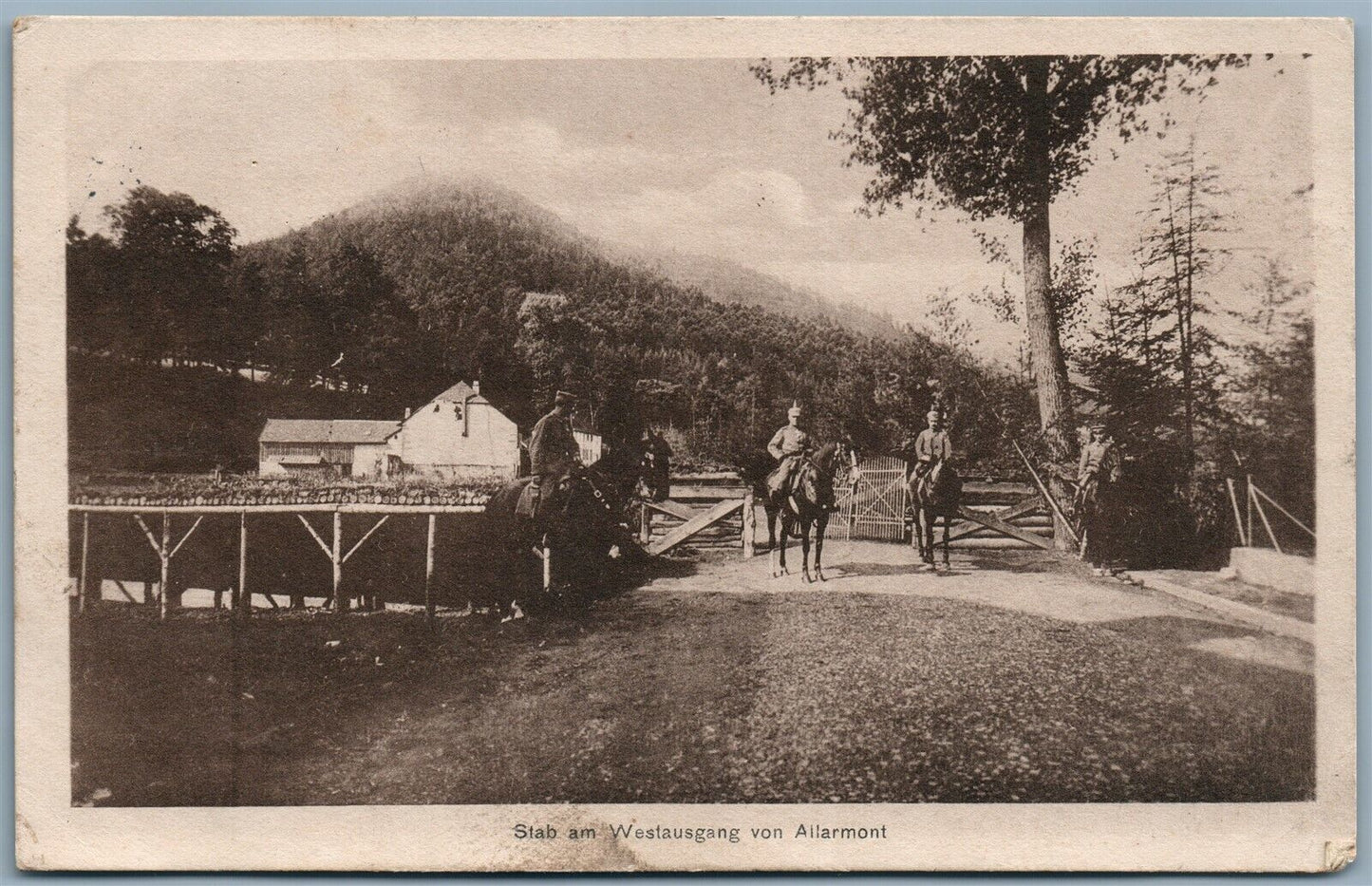 1916 FELDPOST GERMAN ANTIQUE POSTCARD STAB AM WESTAUSGANG VON ALLARMONT