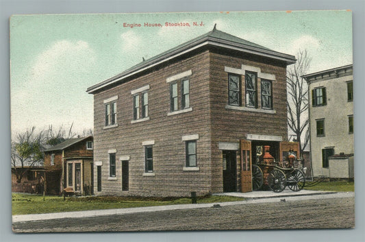 STOCKTON NJ ENGINE HOUSE FIRE CO ANTIQUE POSTCARD