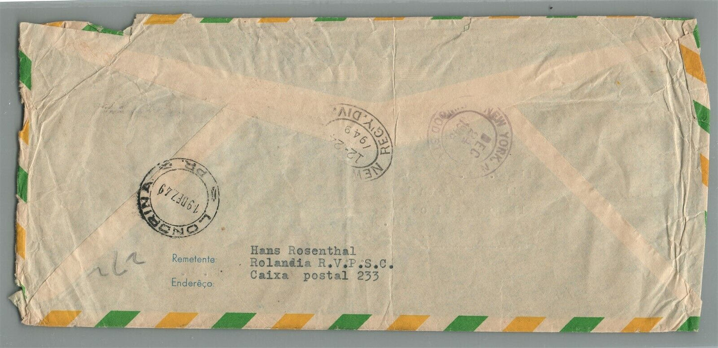 BRAZIL to NEW YORK USA 1924 ANTIQUE COVER