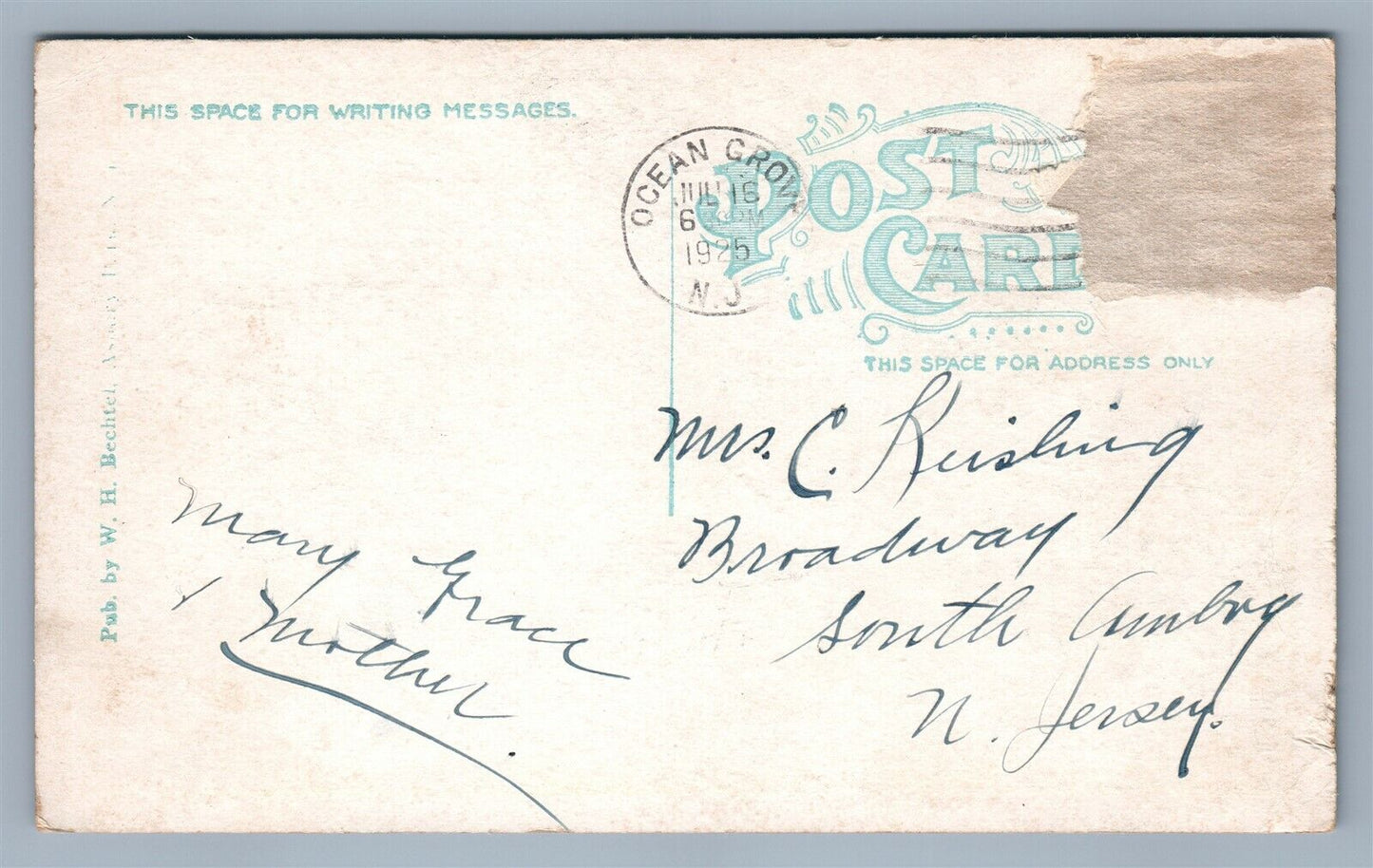 ASBURY PARK NJ I"LL BE WAITING FOR YOU ANTIQUE POSTCARD