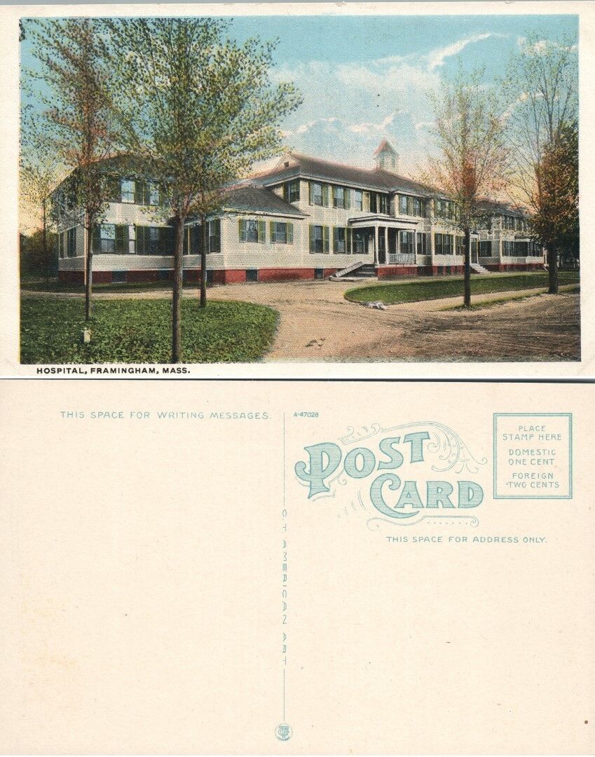 HOSPITAL FRAMINGHAM MA ANTIQUE POSTCARD