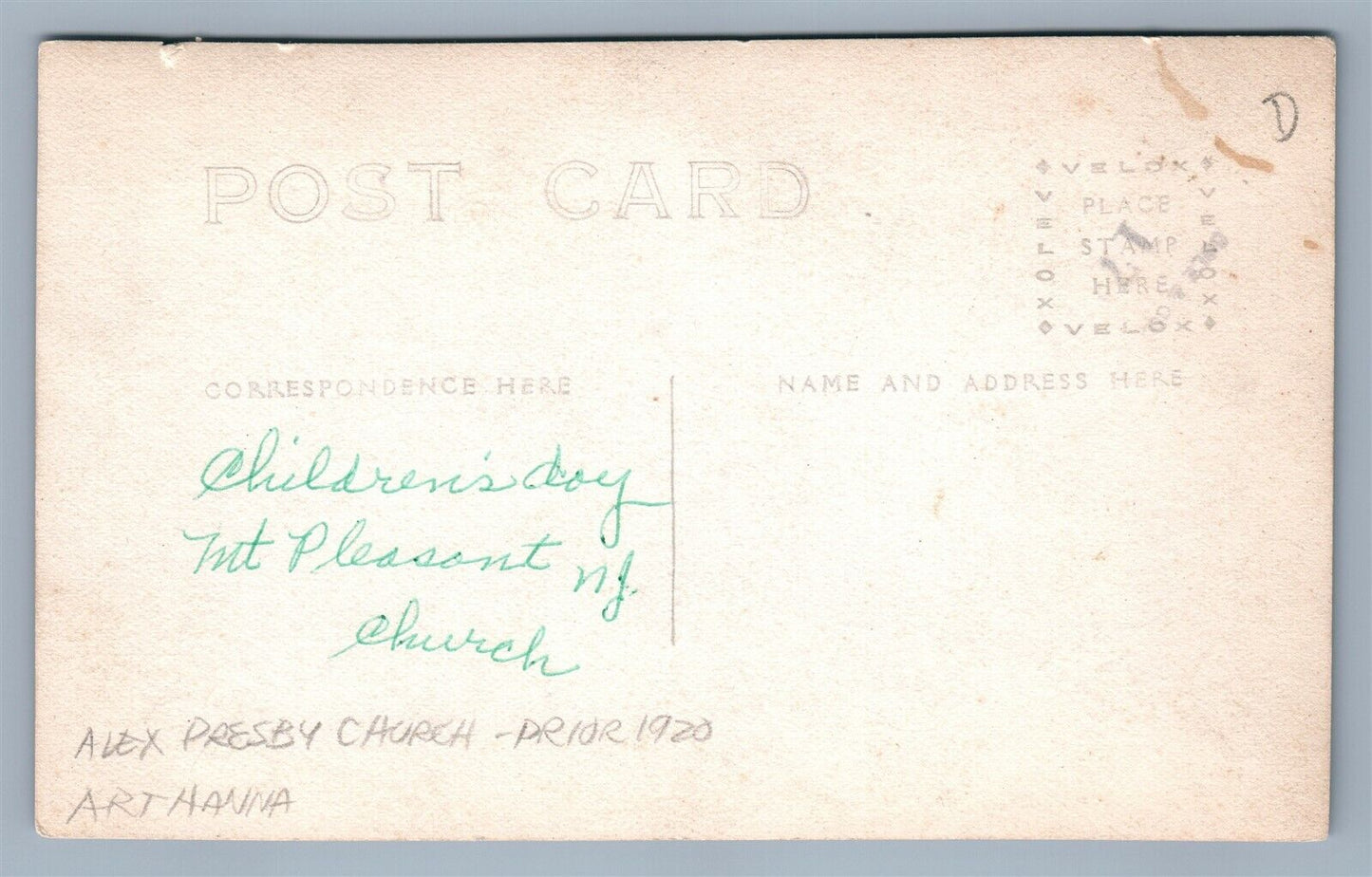 MT.PLEASANT NJ CHURCH INTERIOR ANTIQUE REAL PHOTO POSTCARD RPPC