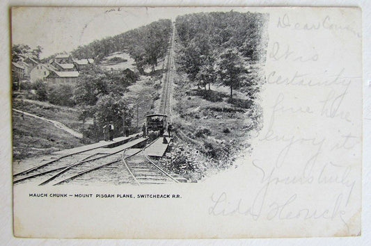 VINTAGE 1906 POSTCARD MOUNT CHUNK & PISGAH PLANE SWITCHBACK R.R. PA railroad