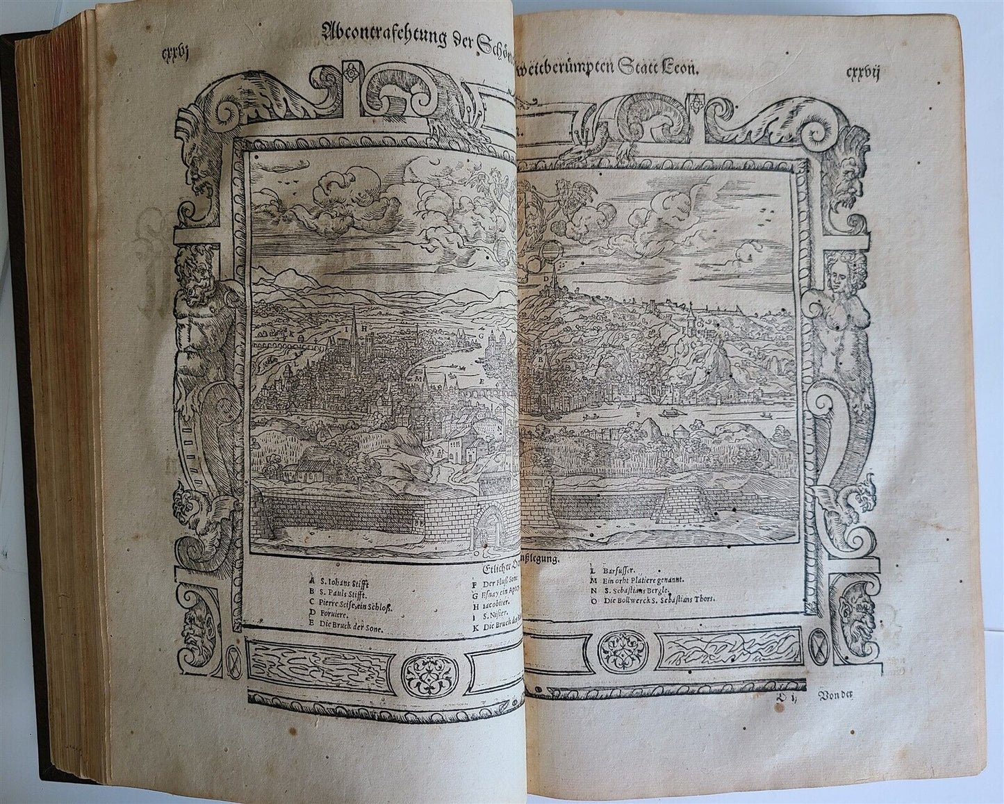 1578 COSMOGRAPHY by Sebastian Munster antique RARE ILLUSTRATED w/ MAPS PIGSKIN