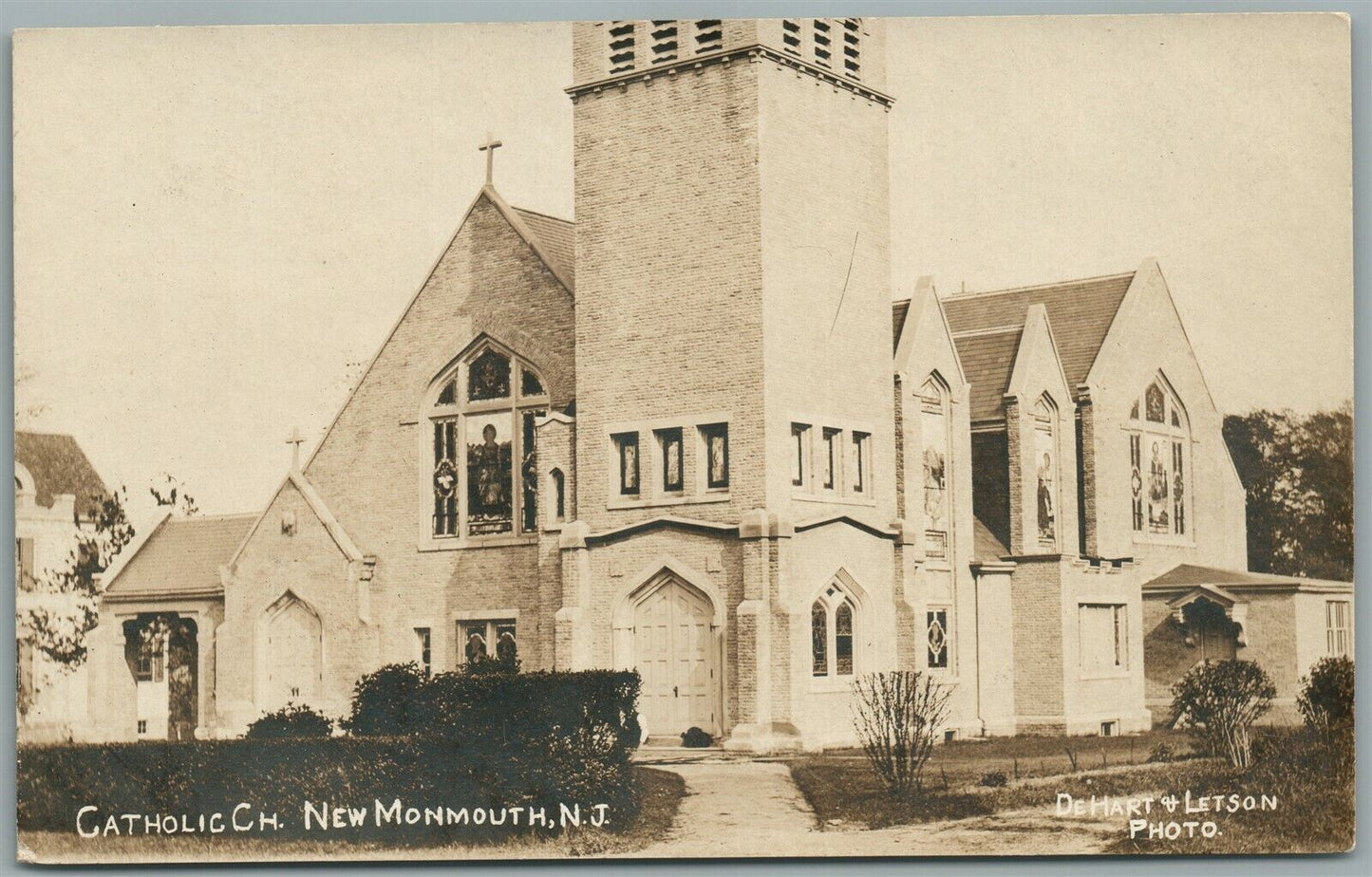 NEW MONMOUTH NJ CATHOLIC CHURCH ANTIQUE REAL PHOTO POSTCARD RPPC