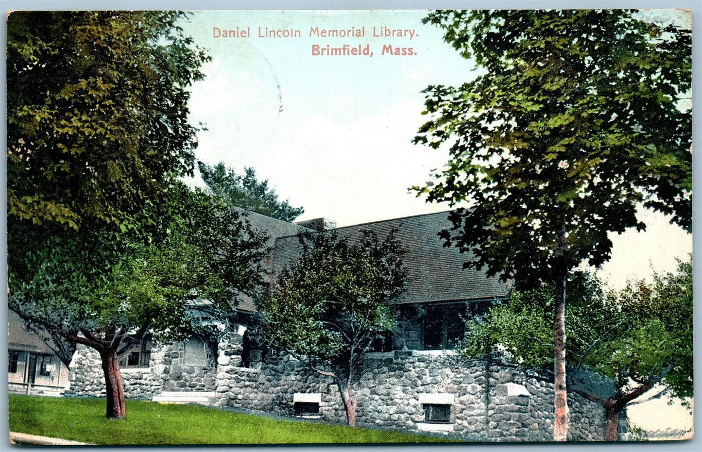 BRIMFIELD MA DANIEL LINCOLN LIBRARY ANTIQUE POSTCARD