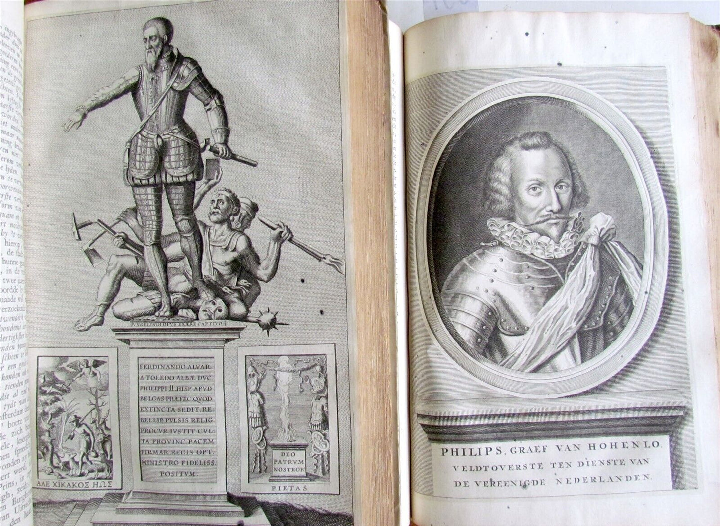 1703 NETHERLANDS HISTORY 2 FOLIO VOLUMES ILLUSTRATED ANTIQUE VELLUM BOUND