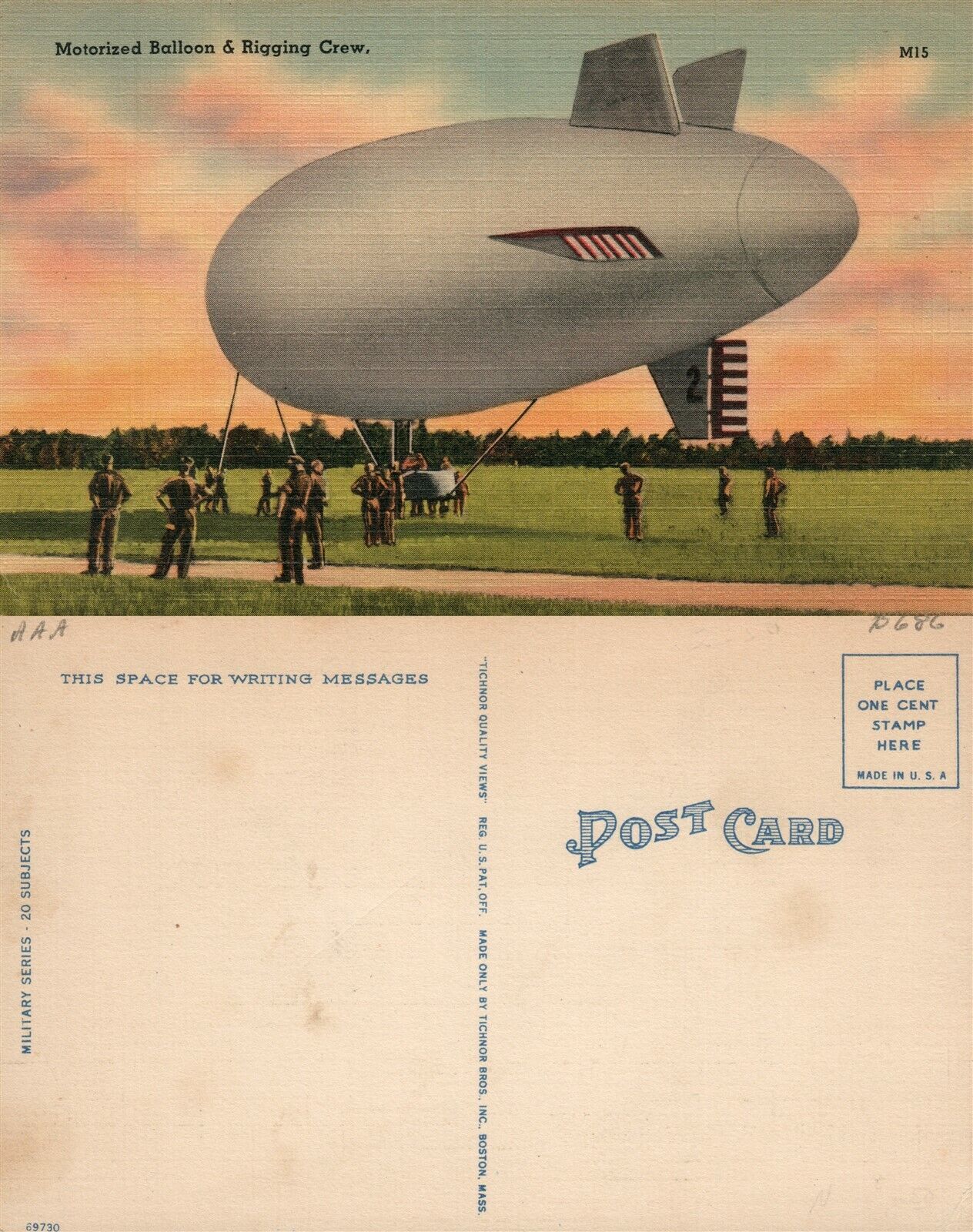 MOTORIZED BALLOON & RIGGING CREW VINTAGE POSTCARD