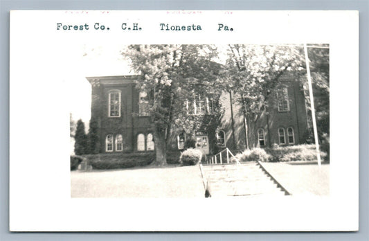 TIONESTA PA FOREST COUNTY COURT HOUSE ANTIQUE REAL PHOTO POSTCARD RPPC