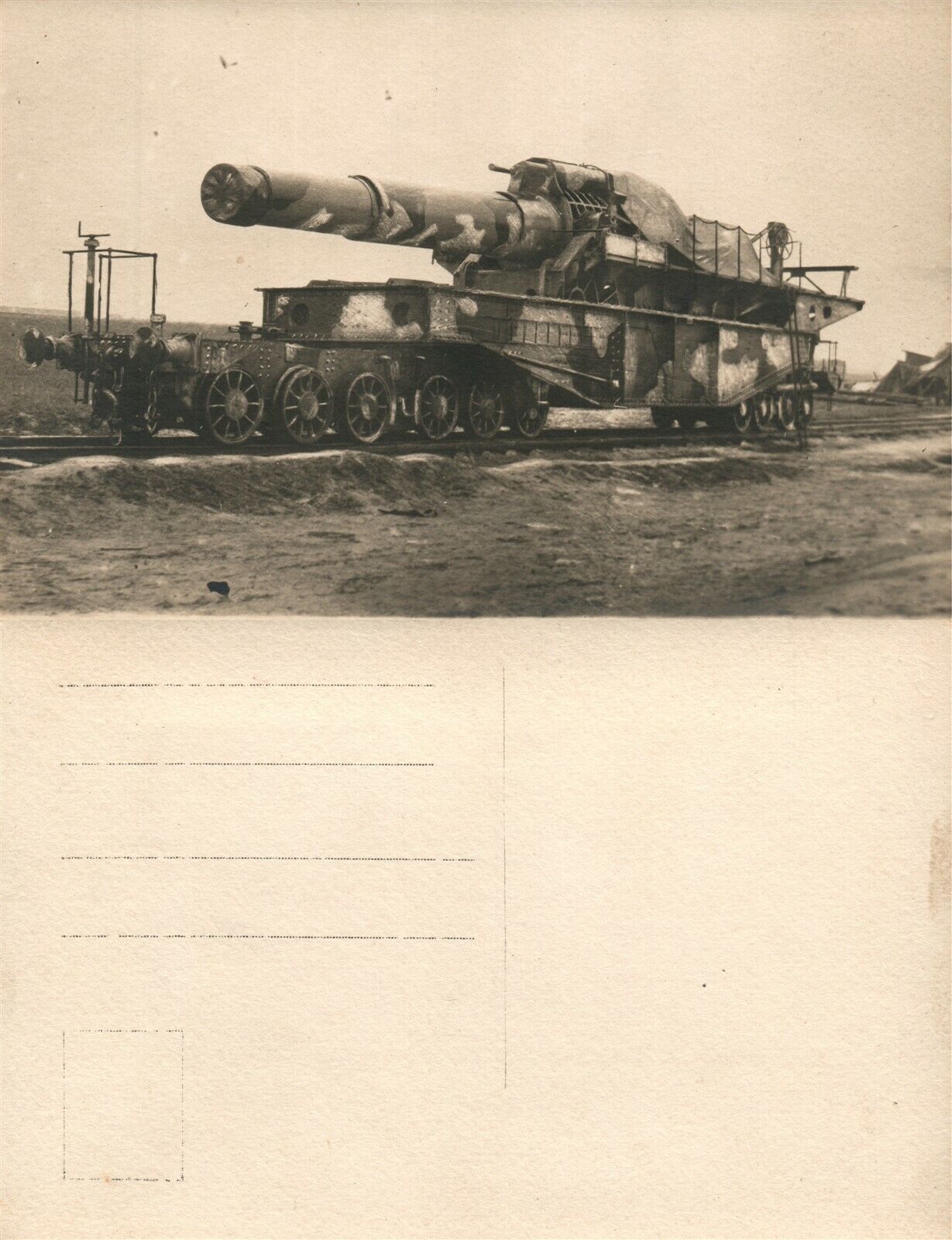 RAILWAY ARTILLERY HEAVY RAILROAD GUN WWI REAL PHOTO POSTCARD ANTIQUE RPPC