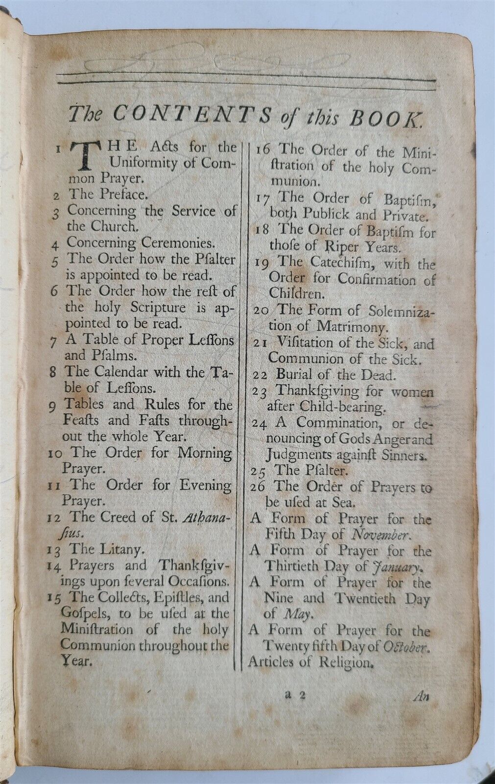 1762 BOOK OF COMMON PRAYER in ENGLISH w/ PSALMS of DAVID ANTIQUE