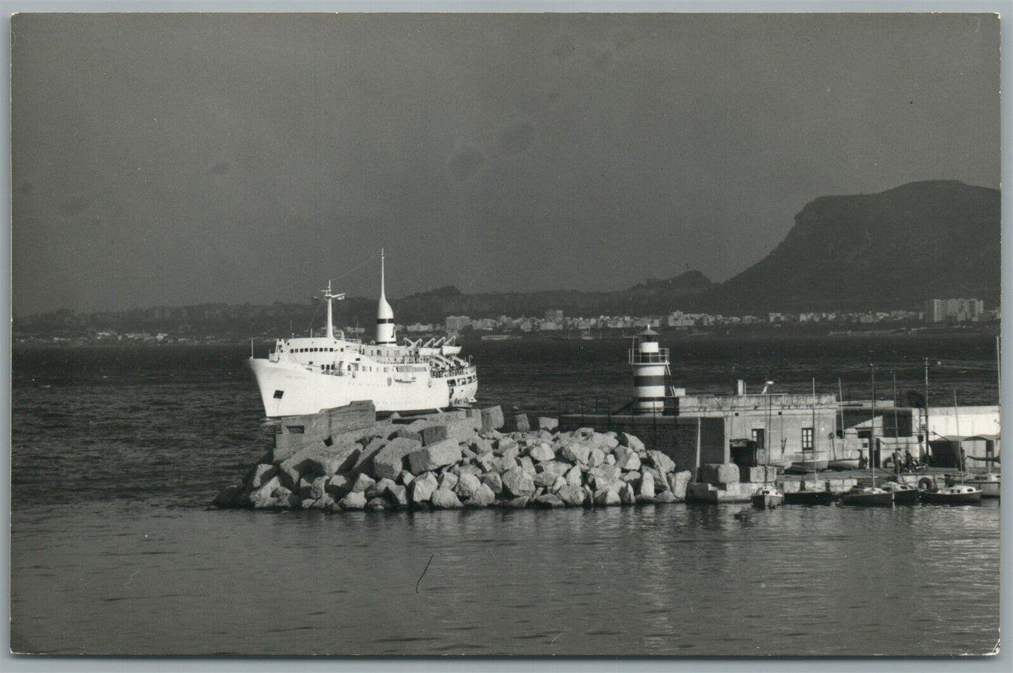 PALERMO ITALY LIGHT HOUSE VINTAGE REAL PHOTO POSTCARD RPPC