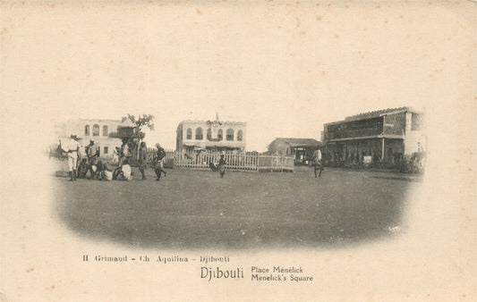 EAST AFRICA DJIBOUTI MENELICK'S SQUARE ANTIQUE POSTCARD