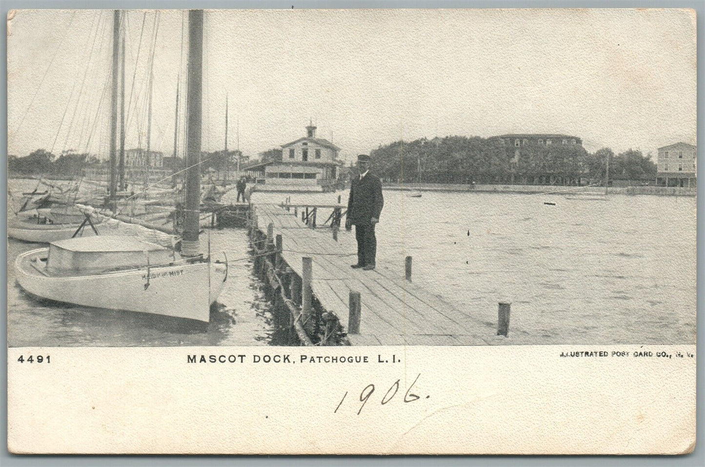 PATCHOGUE LONG ISLAND NY MASCOT DOCK ANTIQUE POSTCARD