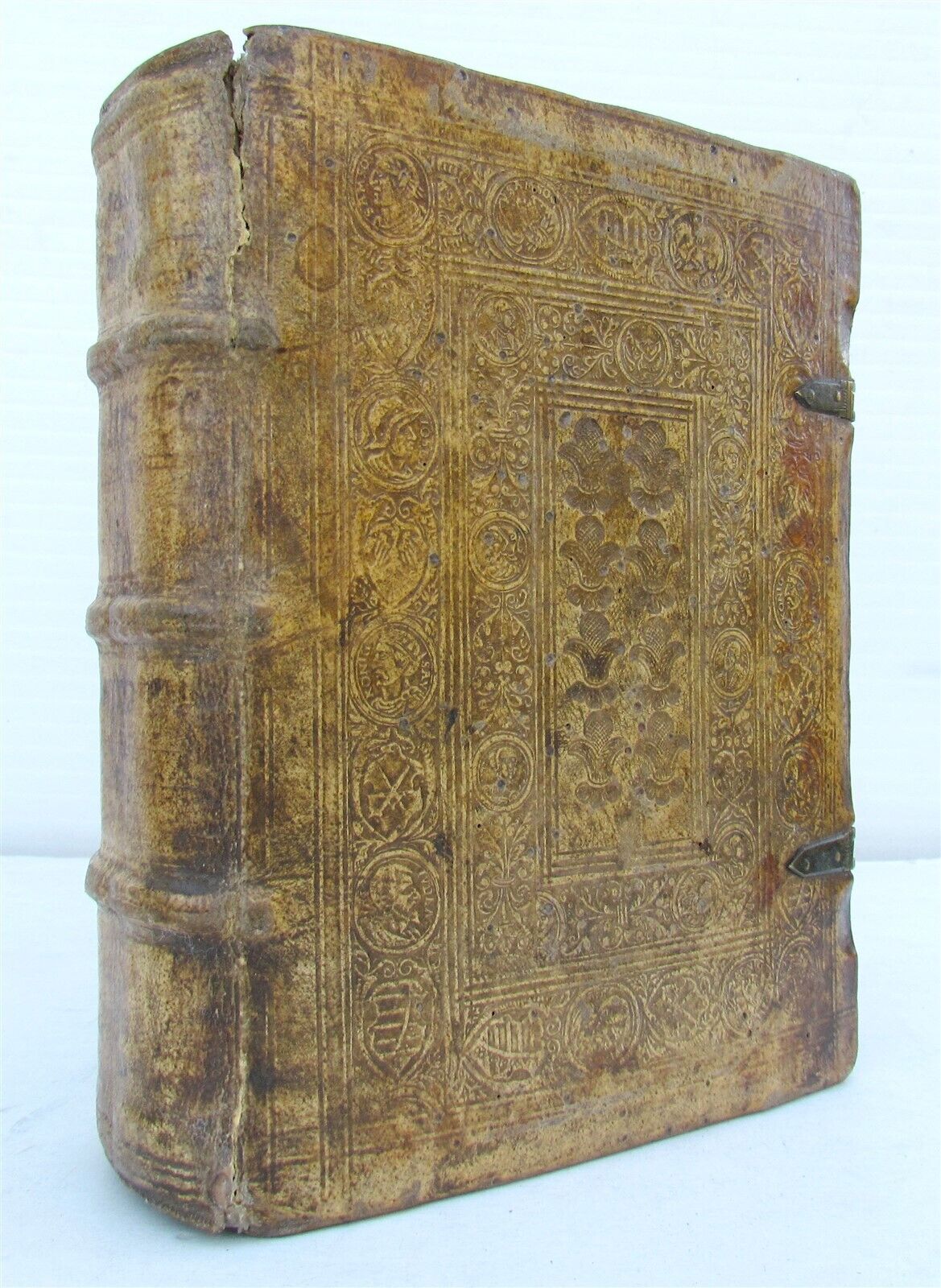 1559 TYPUS ECCLESIAE CATHOLICAE G. Witzel BLIND TOOLED PIGSKIN w/ CLASPS antique