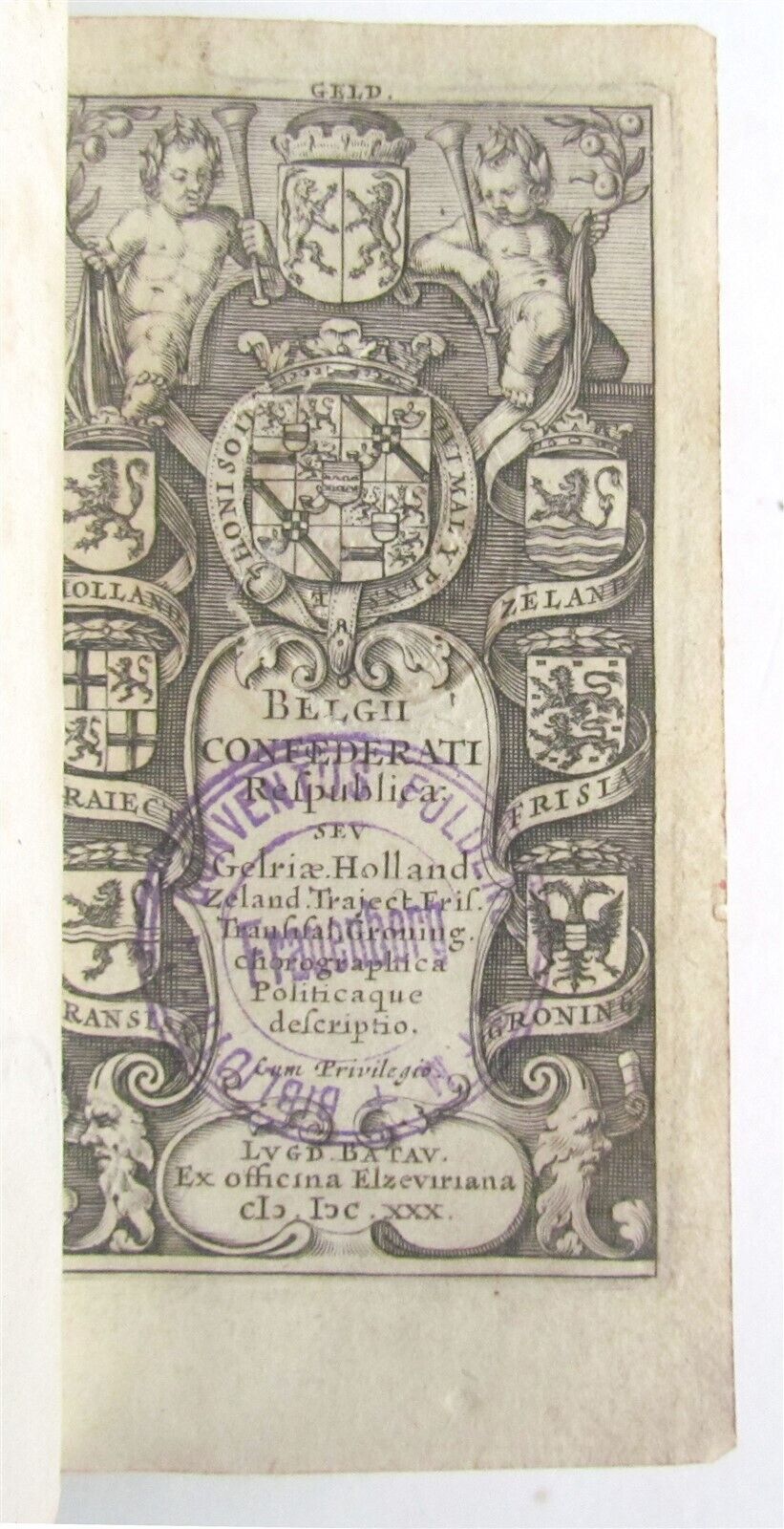 1630 BELGIUM REPUBLIC antique ELZEVIER Belgii confederati Respublica