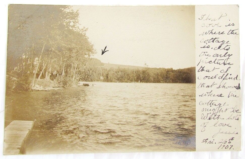 1907 RPPC ANTIQUE PHOTO POSTCARD - OQUAGA LAKE N.Y.