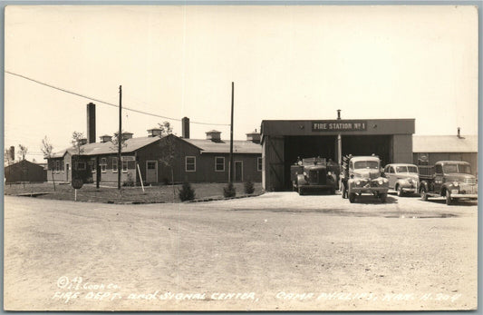 CAMP PHILLIPS KS FIRE DEPT. ANTIQUE REAL PHOTO POSTCARD RPPC