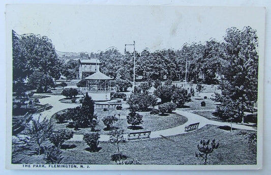 VINTAGE 1924 POSTCARD THE PARK FLEMINGTON NJ NEW JERSEY