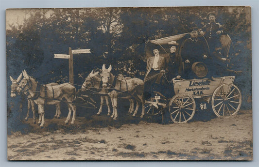 GERMAN ADVERTISING MULE CART ANTIQUE REAL PHOTO POSTCARD RPPC