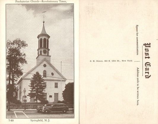 SPRINGFIELD N.J. PRESBYTERIAN CHURCH VINTAGE POSTCARD