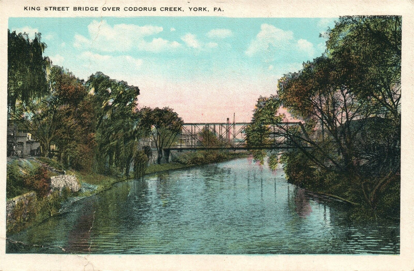 YORK PA KING STREET BRIDGE OVER CODORU CREEK ANTIQUE POSTCARD