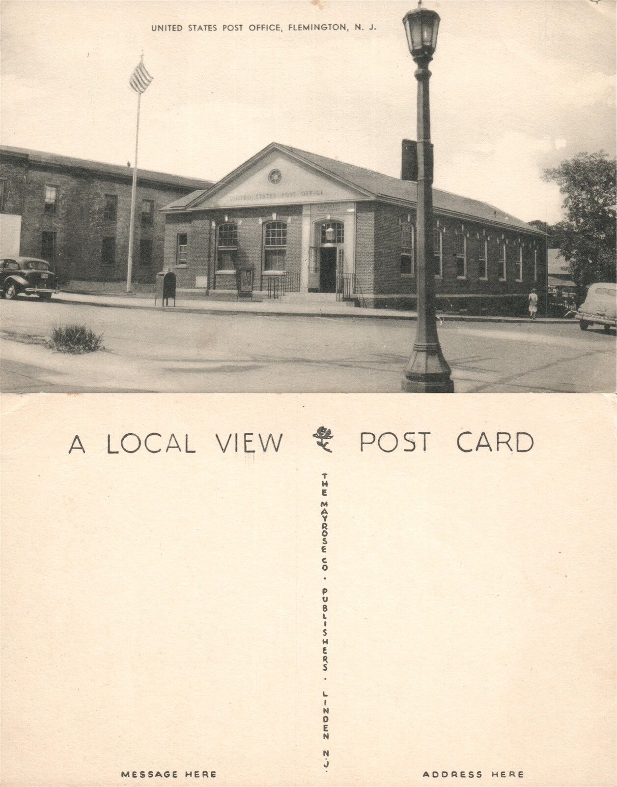 FLEMINGTON N.J. UNITED STATES POST OFFICE VINTAGE POSTCARD