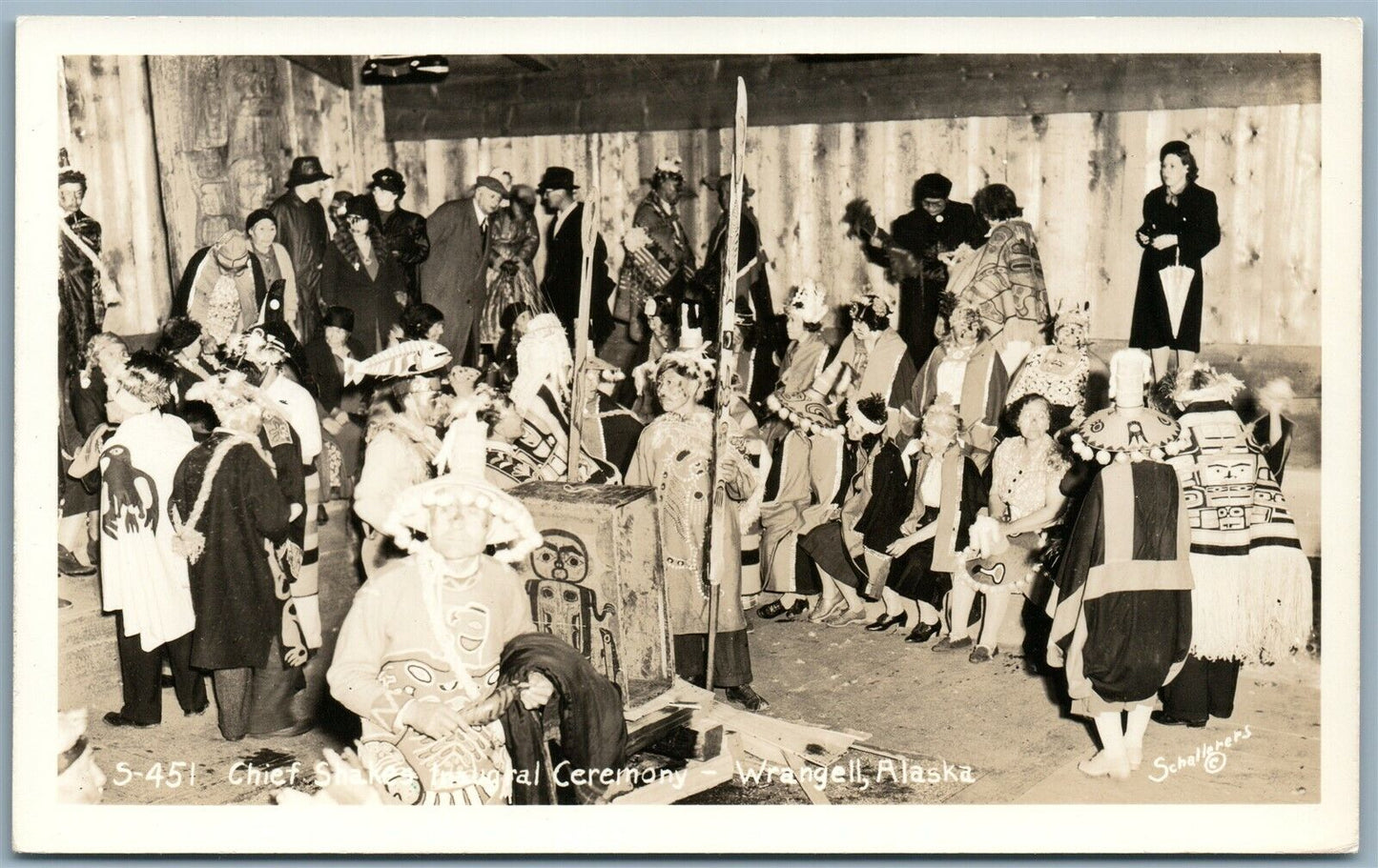 INDIAN CHIEF SNAKE INAUGURAL CEREMONY WRANGELL AK ANTIQUE REAL PHOTO PC RPPC