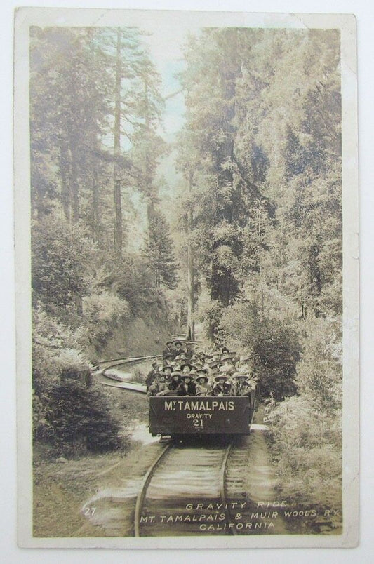 1928 RPPC VINTAGE photo POSTCARD GRAVITY RIDE MT.TAMALPAIS & MUIR WOODS Ry CA