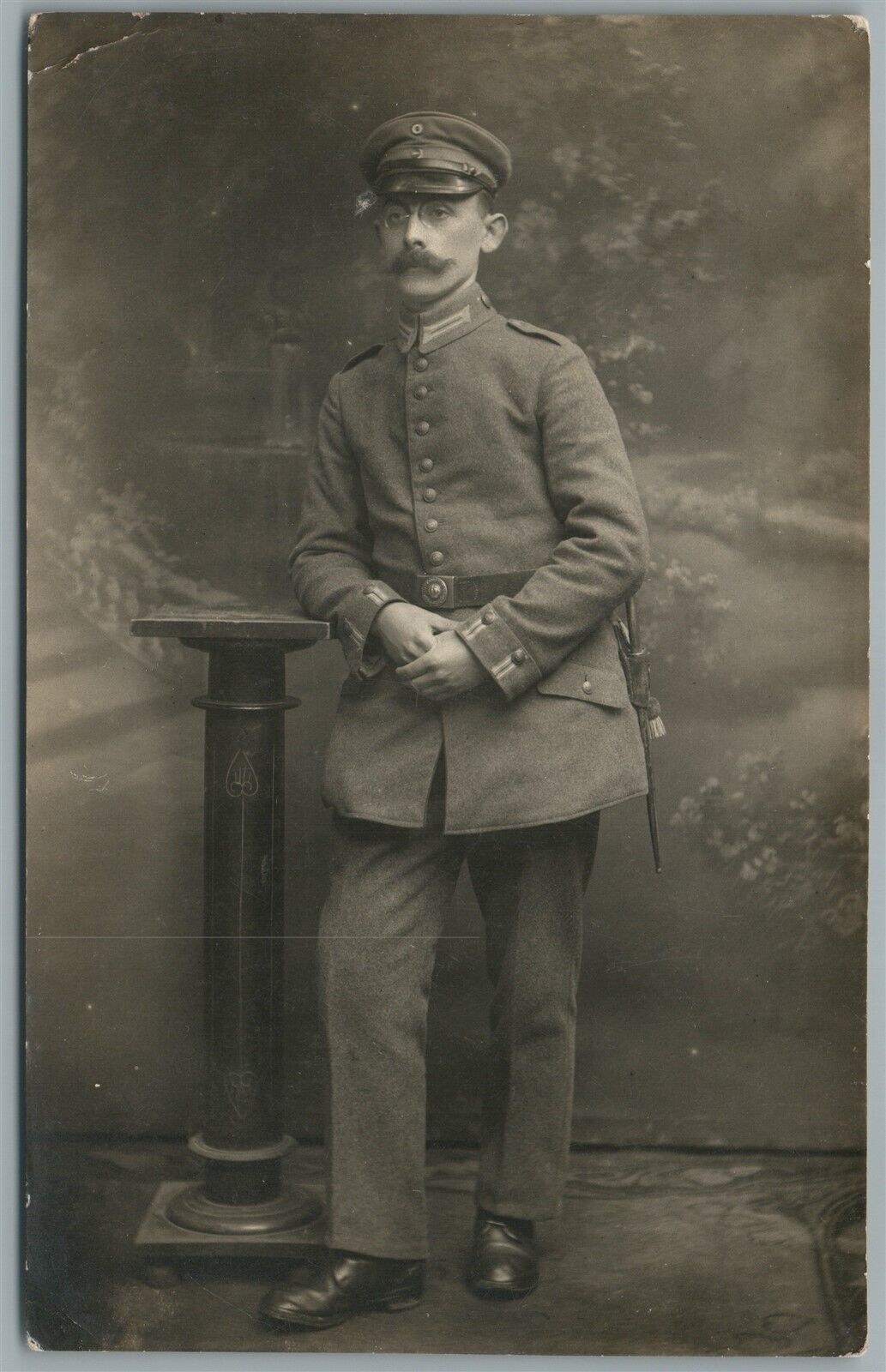 GERMAN OFFICER w/ DAGGER WWI ERA ANTIQUE REAL PHOTO POSTCARD RPPC