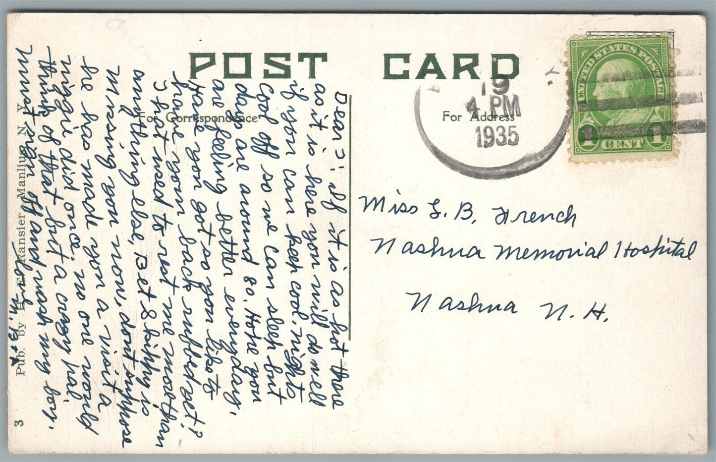 MANILUS NY METHODIST CHURCH ANTIQUE POSTCARD