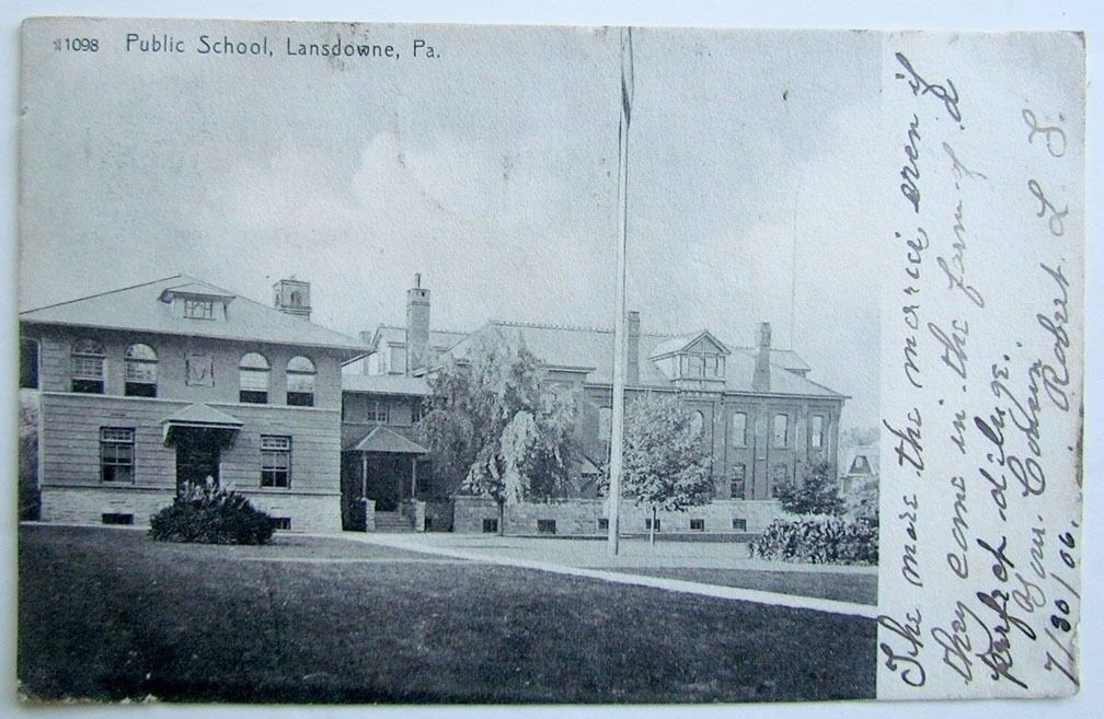 PUBLIC SCHOOL LANSDOWNE PA ANTIQUE 1906 UNDIVIDED POSTCARD