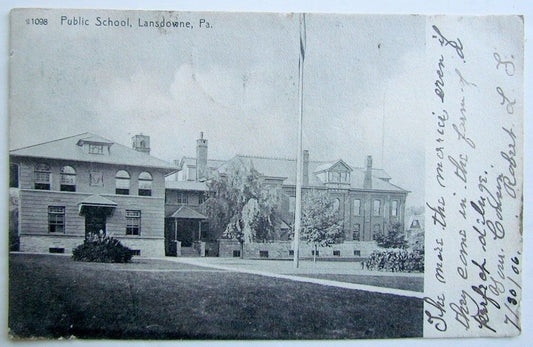 PUBLIC SCHOOL LANSDOWNE PA ANTIQUE 1906 UNDIVIDED POSTCARD